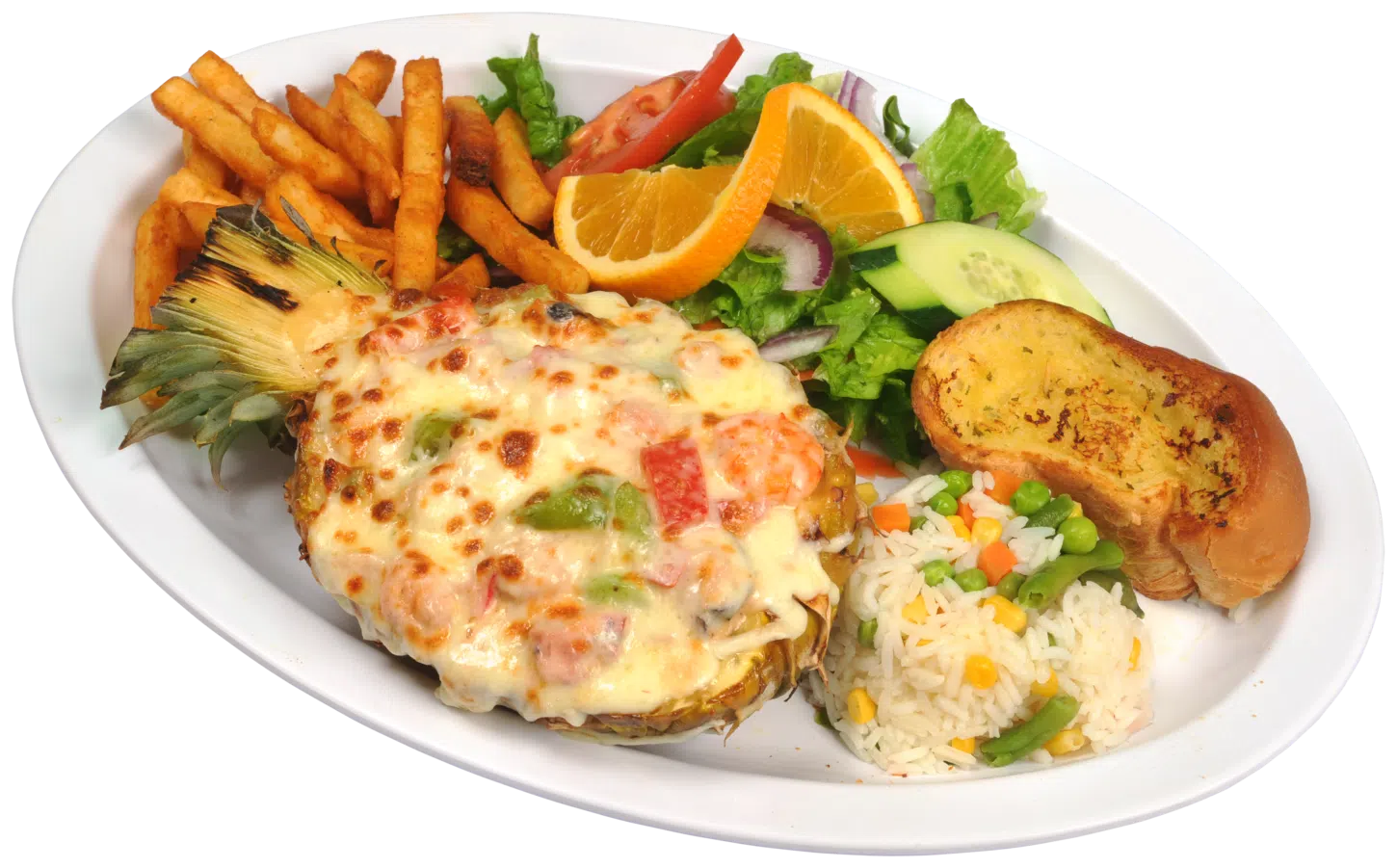Stuffed pineapple seafood dish